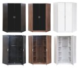 New 2 Door Corner Wardrobe with Shelves in 3 Colour