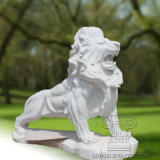 a Lion Marble Sculpture with a Plate, Animal Statue