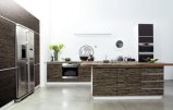 Wooden Colour UV Kitchen Cabinet (Fy3521)