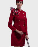 Factory Custom Made Women Double-Breasted Red Colour Airline Uniform