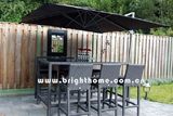 Geneal Rattan Weaving Black Long Bar Table and Chairs