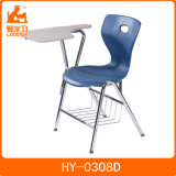 Cheap School Metal Frame Padded Study Chair with Attached Folding Writing Table