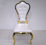Luxury Gold Stainless Steel Crystal Pulling Buckle King Throne Chair