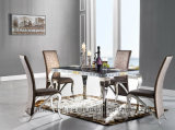 Modern Unique Design Dining Table Stainless Steel with M N Shape Chair