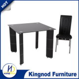 Black Glass PVC Metal Leg Dining Table