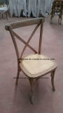 Limewash Color Oak Wooden Cross Back Chair for Rental
