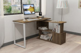 Computer Table Metal Column Home Laptop PC Desk with Steel Tubes MDF Table Bookshelf