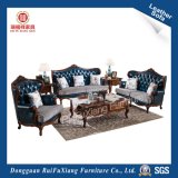 Rui Fu Xiang Blue Color High Rebound Sponge Wooden and Leather Sofa with SGS Certificate (N284)