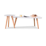 White Color Nesting Tea Table with 4 Wooden Legs