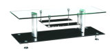 Glass Coffee Table Aluminum Tube and Modern Living Room Furniture