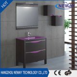 Simple Melamine Bathroom Vanity Cabinet with Glass Basin