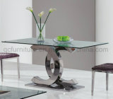 New Design Stainless Steel Glass Top Dining Table