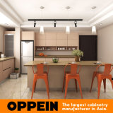 Oppein Modern Brown Melamine Wooden Kitchen Furniture with Island (OP15-M10)