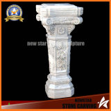 White Marble Hand Carved Stone Pillar