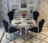 Marble Top/Stainless Steel White Marble Round Dining Table