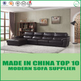 Home Furniture Black Italian Genuine Leather Sectional Sofa