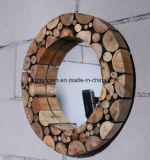 Manufacturer of Custom Retro Do Old Wood Real Wood Round Mirror Hotel Bathroom Decorate Metope Lobby (M-X3757)