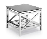 Hotel Side Table, Living Room Side Table, Black Glass Plate Side Table T-68