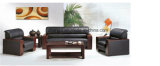 High-End Comfortable Wooden Arms Lounge Leather Modern Sofa