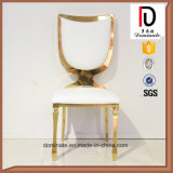 Special Back Design High Quality White PU Seating Metal Rose Gold Dining Chair