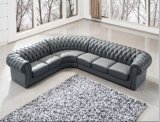American Style Button Tufted Genuine Leather Sofa