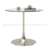 Leisure Stainless Steel Trumpet Base Round Glass Top Table (SP-GT100)