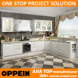 Oppein Modern E0 White PVC L-Shape Wholesale Wood Kitchen Cabinets (OP15-054)