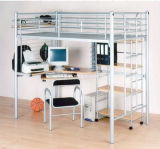 White Metal Bunk Bed with Workstation (HF006)