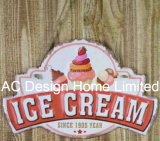Ice Cream Design Emboss Printing Metal Wall Decor Plaque