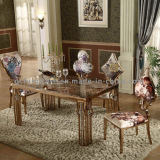 Marble Top/Rose Golden Stainless Steel Dining Table