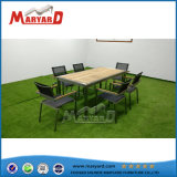 Wood Dining Table Stainless Steel Coffee Table Set