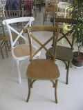 Wholesale Indoor Cross Back Woven Wood Seat Chair
