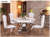 Luxury Round Marble Two Layers Function Dining Chair and Table Stainless Steel for Restaurant Dining Room
