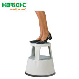 High Quality Colorful Rolling Plastic Kick Rolling 2-Step Stool Ladder