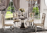Elegant 5 Seaters Round Marble Glass Dining Table Home Furniture Cheap Price (SJ825)