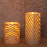 Warm Romantic Flameless Indoor Pattern Pillar LED Candle for Home Decoration Table Centerpieces