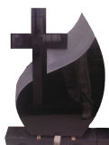 Black Polished Cross Tombstone Double and Single Monument