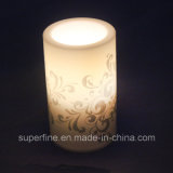 Star Flickering Flameless Silvery Printing Battery Operated Safe Use LED Candle for Decoration