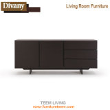 Walnut Color TV Cabinet, Wooden TV Cabinet with Stainless Steel Legs