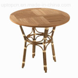 Commercial Outdoor Wooden Top Wicker Base Cafe Table (SP-AT222)