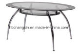 Oval Tempered Glass Top Round Dining Table