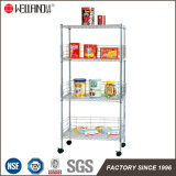 NSF Approval Adjustable 4 Tiers Metal Storage Chrome Wire Shelves with Three Side Ledges