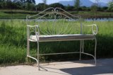 Popular Selling Classic Antique White Wrough Iron Patio Bench for Garden Backyard