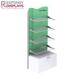 Floor Wood and Metal Clothes Display Shelf with Cabinet