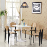 Restaurant Furniture White Table and Wooden Chair with Metal Leg (SP-CT667)