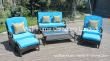Outdoor Furniture/Rattan Wicker Conversation Set/Blue Cushions/Rattan Wicker Furniture