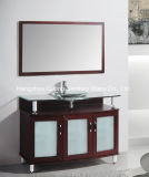 Red Painting Solid Wood Home Furniture with Glass Worktop