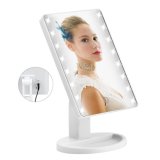 Adjustable Vanity Tabletop Lamp 21 LEDs Lighted LED Touch Screen Mirror Makeup Portable Mirror 360 Degree Rotating