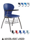 Popular Plastic Training Chair with Writing Board and Bookcase