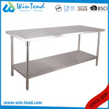 Restaurant Equipment Industrial Stainless Steel Round Tube Adjustable Worktable with EVA Sticker and Reinforcing Bar for Kitchen